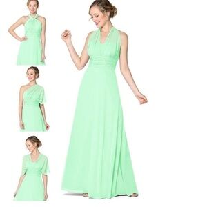 Azazie Fifi Convertible Mint Green Formal Dress - Size 2
